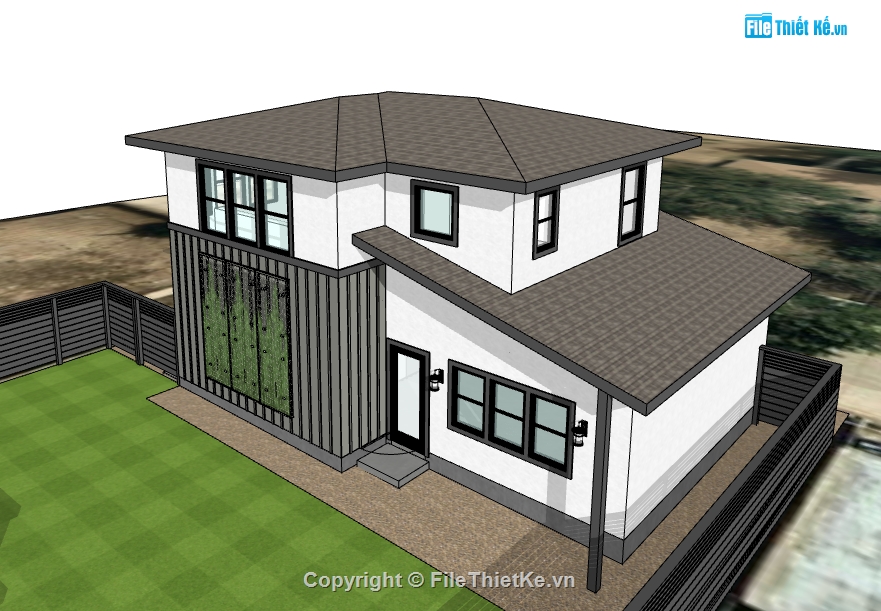 nhà 2 tầng file sketchup,nhà 2 tầng file su,nhà 2 tầng model su