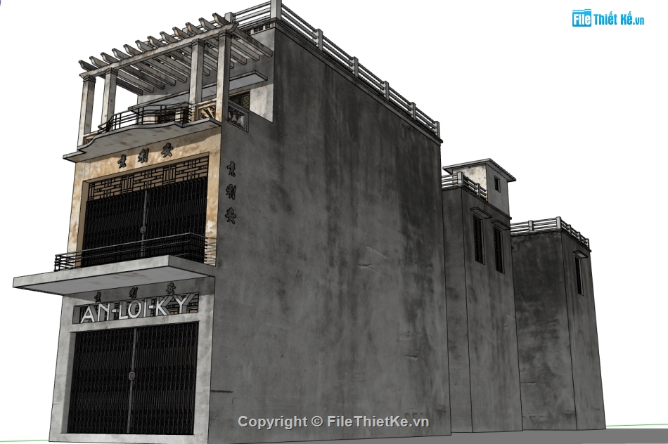 nhà cổ hà nội file 3d,file su nhà cổ hà nội,model nhà cổ hà nội,3d nhà cổ hà nội