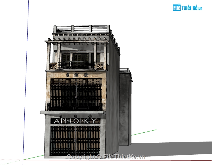 nhà cổ hà nội file 3d,file su nhà cổ hà nội,model nhà cổ hà nội,3d nhà cổ hà nội