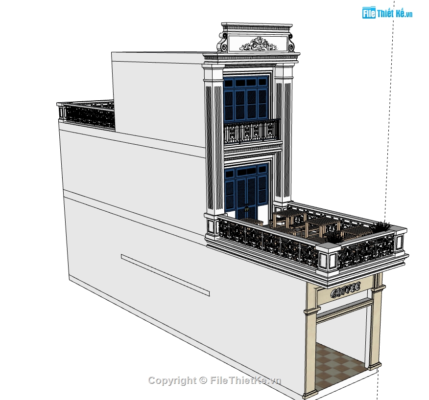 3d nhà phố 2 tầng 1 tum,model nhà phố 2 tầng 1 tum,sketchup nhà phố 2 tầng 1 tum,file su nhà phố 2 tầng 1 tum