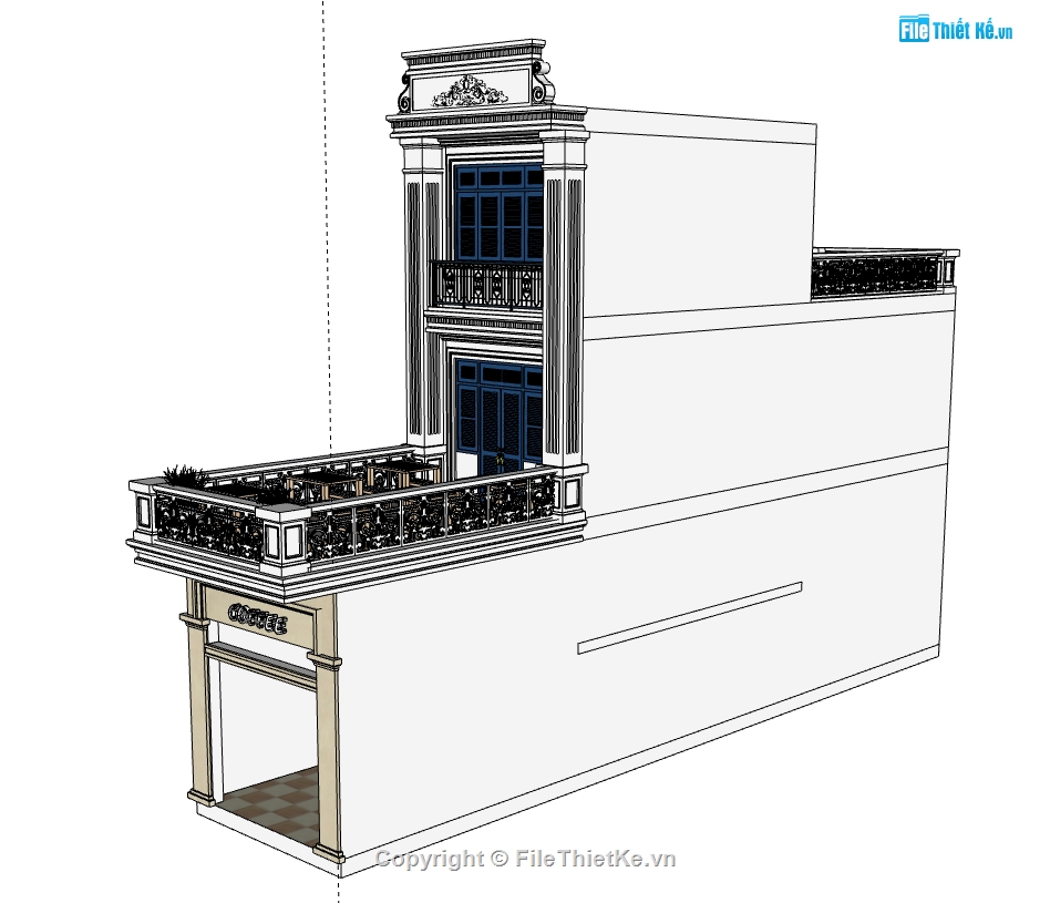 3d nhà phố 2 tầng 1 tum,model nhà phố 2 tầng 1 tum,sketchup nhà phố 2 tầng 1 tum,file su nhà phố 2 tầng 1 tum