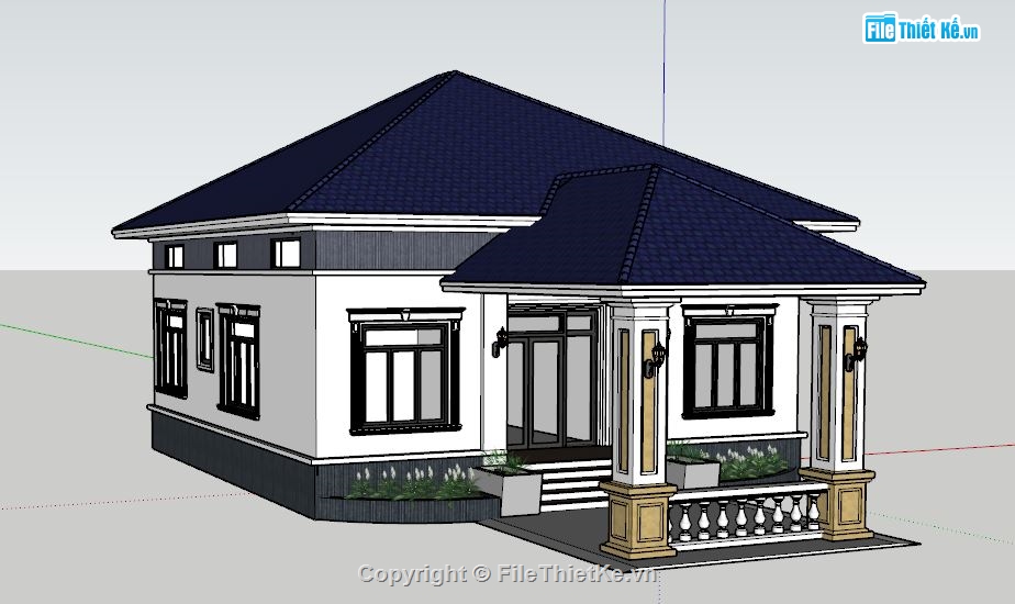 file su biệt thự 1 tầng,biệt thự 1 tầng file su,Sketchup biệt thự 1 tầng,model 3d  biệt thự 1 tầng,model biệt thự 1 tầng