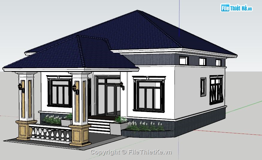 file su biệt thự 1 tầng,biệt thự 1 tầng file su,Sketchup biệt thự 1 tầng,model 3d  biệt thự 1 tầng,model biệt thự 1 tầng