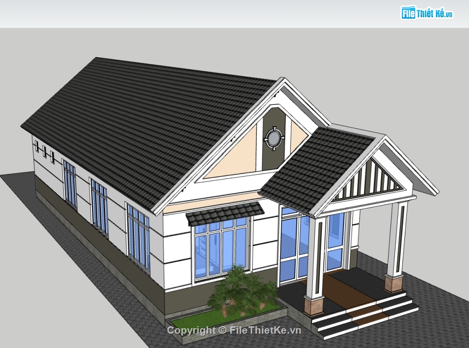 biệt thự 1 tầng,model biệt thự 1 tầng,3d biệt thự 1 tầng,sketchup biệt thự 1 tầng,dựng 3d biệt thự 1 tầng