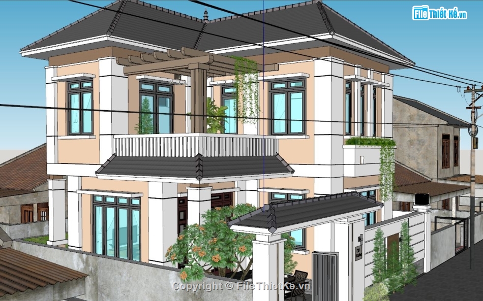 biệt thự 2 tầng,sketchup biệt thự 2 tầng,model 3dsubiệt thự 2 tầng,su biệt thự 2 tầng