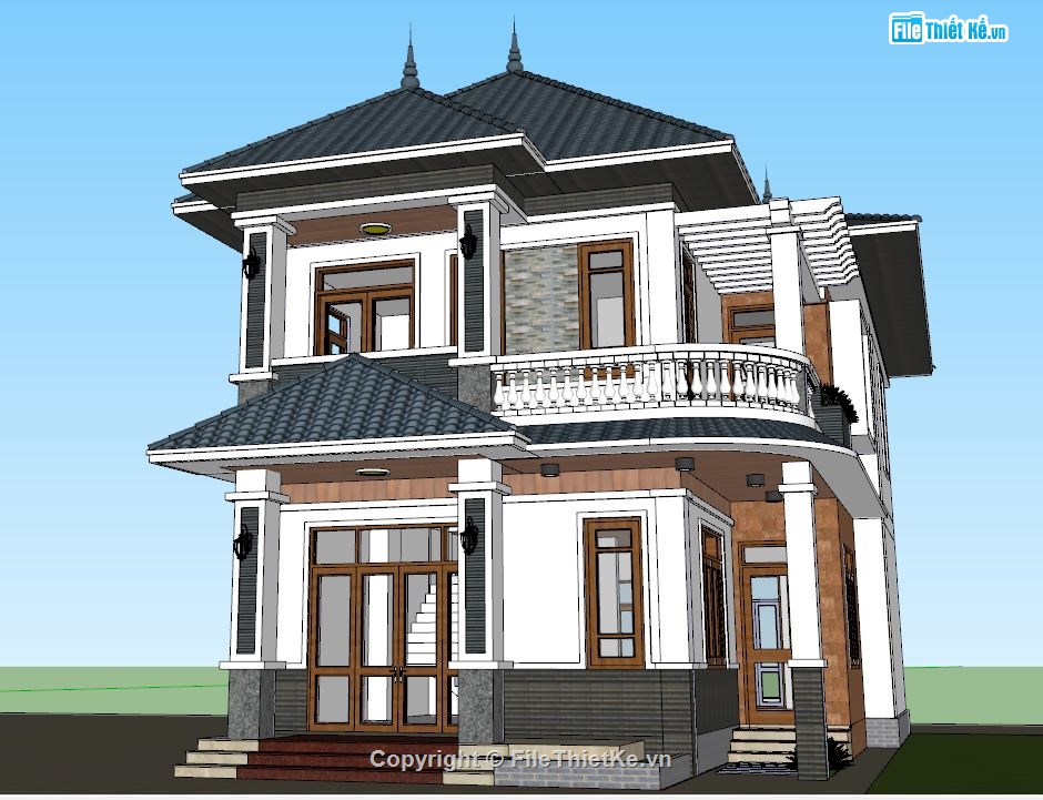 bản vẽ biệt thự 2 tầng,biệt thự 2 tầng,sketchup biệt thự 2 tầng,file 3d su biệt thự 2 tầng,bao cảnh biệt thự 2 tầng