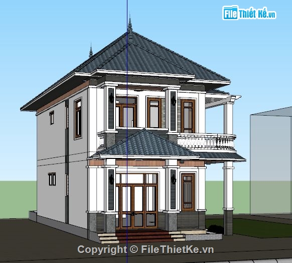 bản vẽ biệt thự 2 tầng,biệt thự 2 tầng,sketchup biệt thự 2 tầng,file 3d su biệt thự 2 tầng,bao cảnh biệt thự 2 tầng