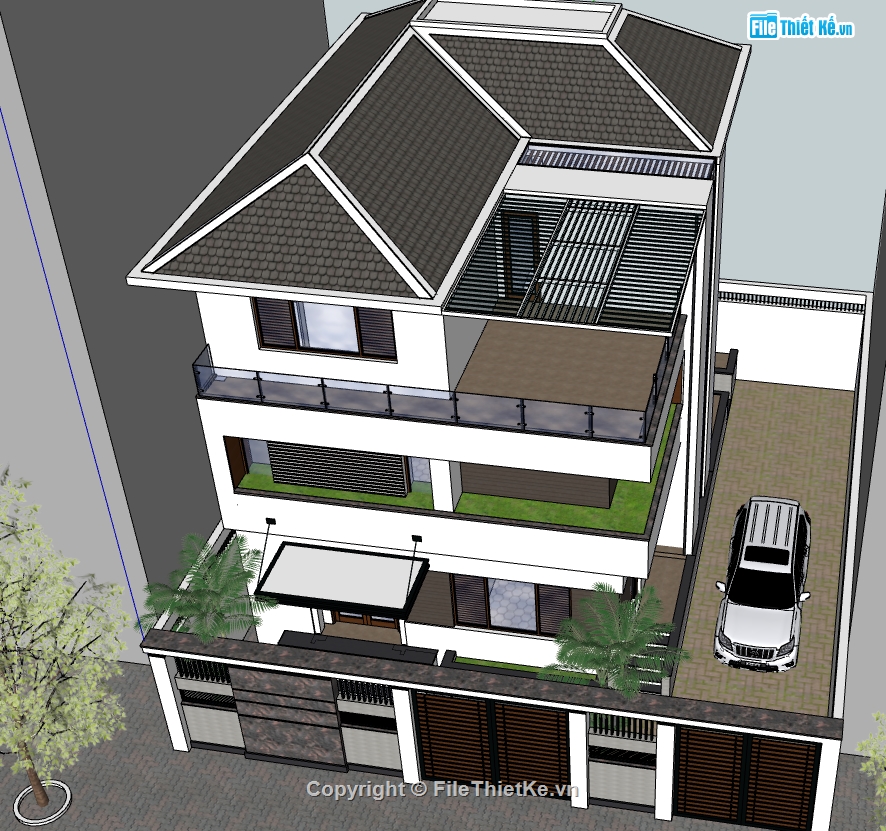 biệt thự 3 tầng file su,model su biệt thự 3 tầng,file sketchup biệt thự 3 tầng,model sketchup biệt thự 3 tầng