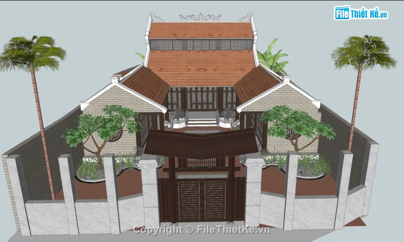 File sketchup chùa,File 3d chùa,File 3d sketchup chùa,đình chùa,file thiết kế đình chùa