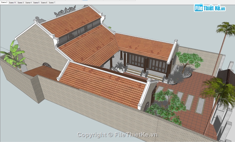 File sketchup chùa,File 3d chùa,File 3d sketchup chùa,đình chùa,file thiết kế đình chùa