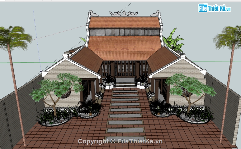 File sketchup chùa,File 3d chùa,File 3d sketchup chùa,đình chùa,file thiết kế đình chùa