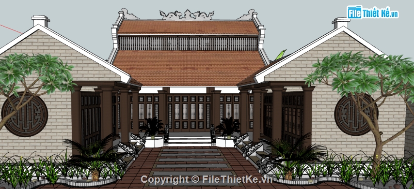 File sketchup chùa,File 3d chùa,File 3d sketchup chùa,đình chùa,file thiết kế đình chùa