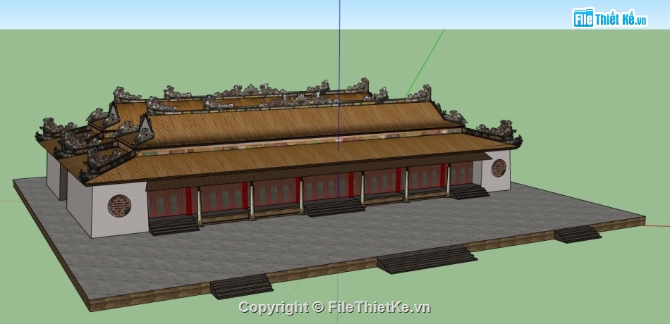 File sketchup điện thờ,sketchup điện thờ,bản vẽ điện thờ,điện thờ quốc mẫu