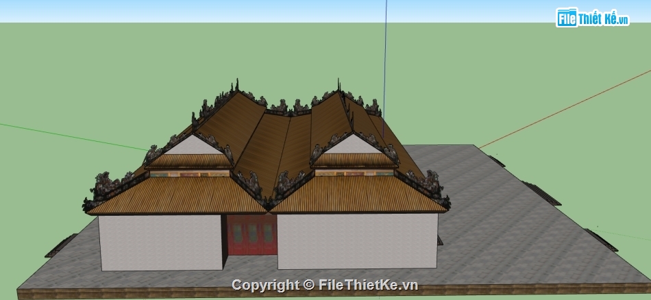 File sketchup điện thờ,sketchup điện thờ,bản vẽ điện thờ,điện thờ quốc mẫu