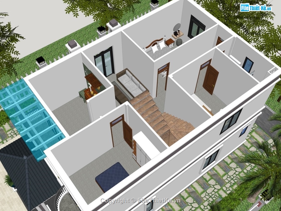 File sketchup nhà mái nhật,File su nhà mái nhật,nhà mái nhật 2 tầng,nhà mái nhật,phối cảnh nhà mái nhật,nhà 2 tầng