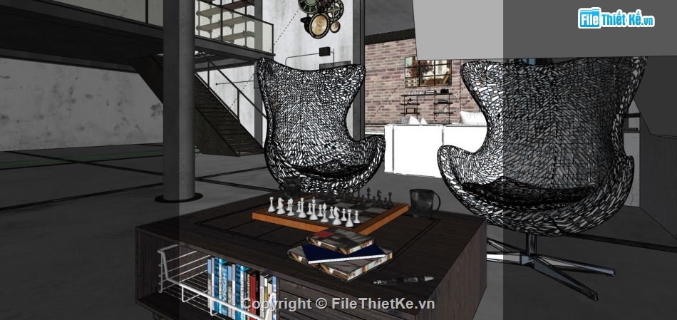 nội thất quán cafe,mẫu quán cafe,sketchup nội thất,File sketchup nội thất