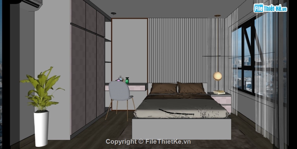 mẫu phòng đẹp,3d sketchup phòng ngủ,File sketchup phòng ngủ đẹp,3d phòng ngủ
