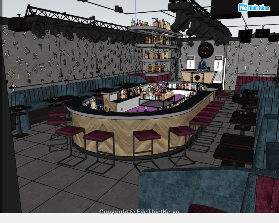 sketchup quán bar,File sketchup quán bar,file sketchup quán bar,quán bar 3d