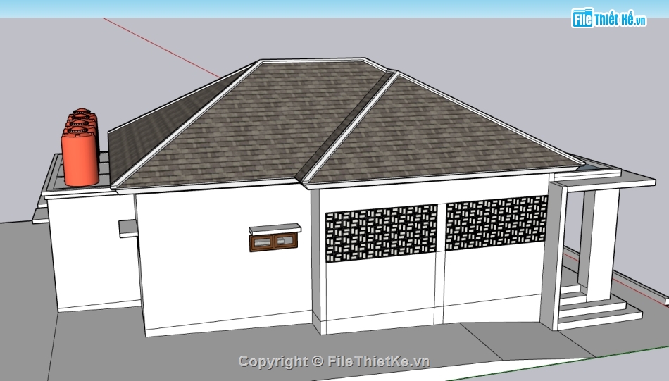 file sketchup nhà 1 tầng,file su nhà 1 tầng,model su nhà 1 tầng