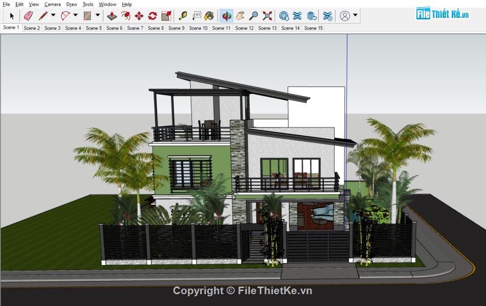 3d sketchup nhà 2 tầng 1 tum,model sketchup nhà 2 tầng 1 tum,file 3d  sketchup nhà 2 tầng 1 tum,file sketchup nhà 2 tầng 1 tum