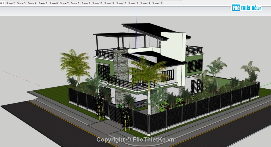 3d sketchup nhà 2 tầng 1 tum,model sketchup nhà 2 tầng 1 tum,file 3d  sketchup nhà 2 tầng 1 tum,file sketchup nhà 2 tầng 1 tum