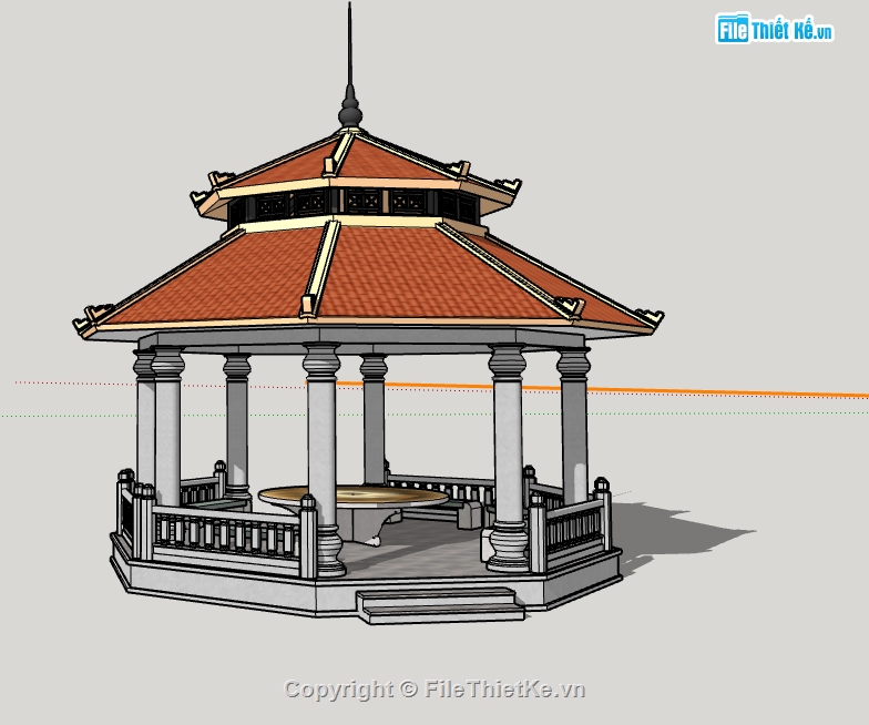 mẫu nhà bát giác,thiết kế nhà bát giác,su chòi bát giác,file sketchup chòi bát giác