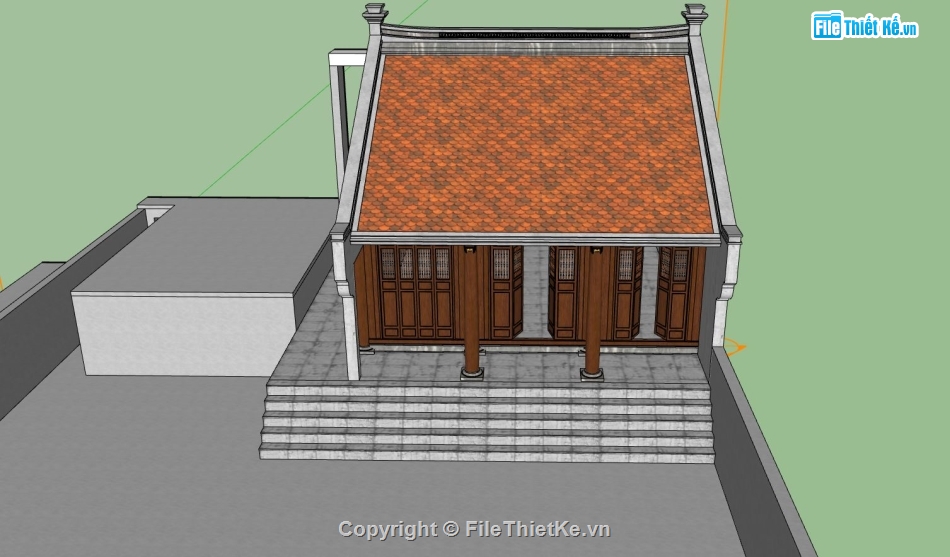 File sketchup nhà gỗ,nhà gỗ 3 gian,thiết kế nhà gỗ
