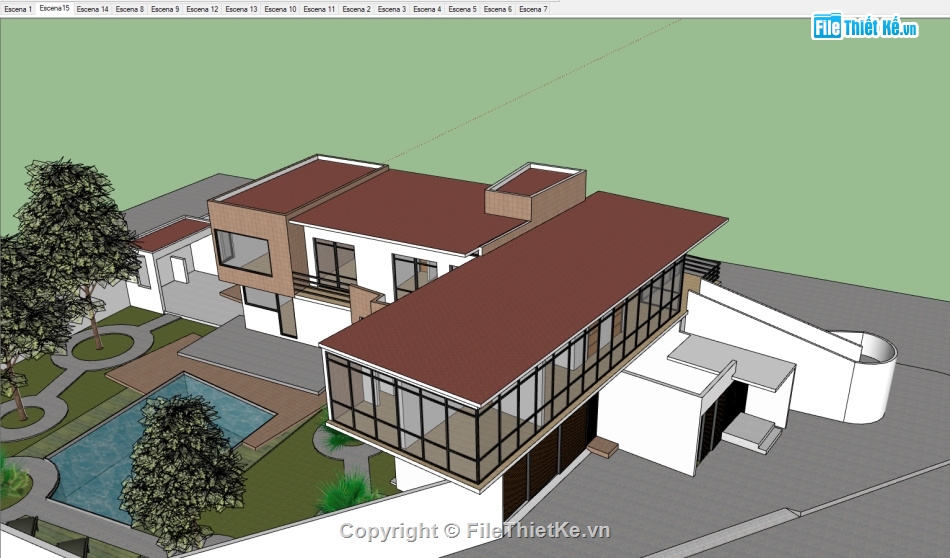 khu nghỉ dưỡng,model sketchup nghỉ dưỡng,sketchup resort