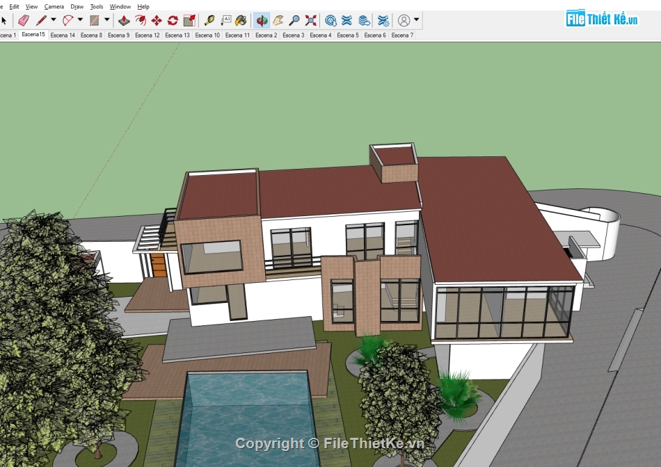 khu nghỉ dưỡng,model sketchup nghỉ dưỡng,sketchup resort