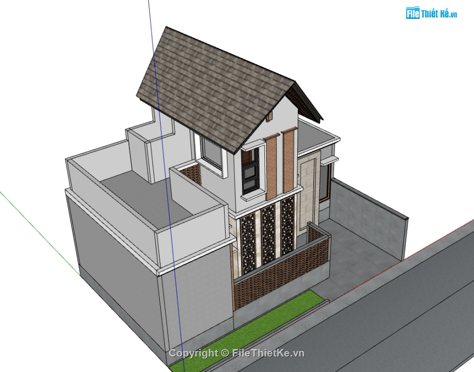 file su nhà phố,file 3d nhà 2 tầng,nhà phố 2 tầng,nhà 3d 2 tầng