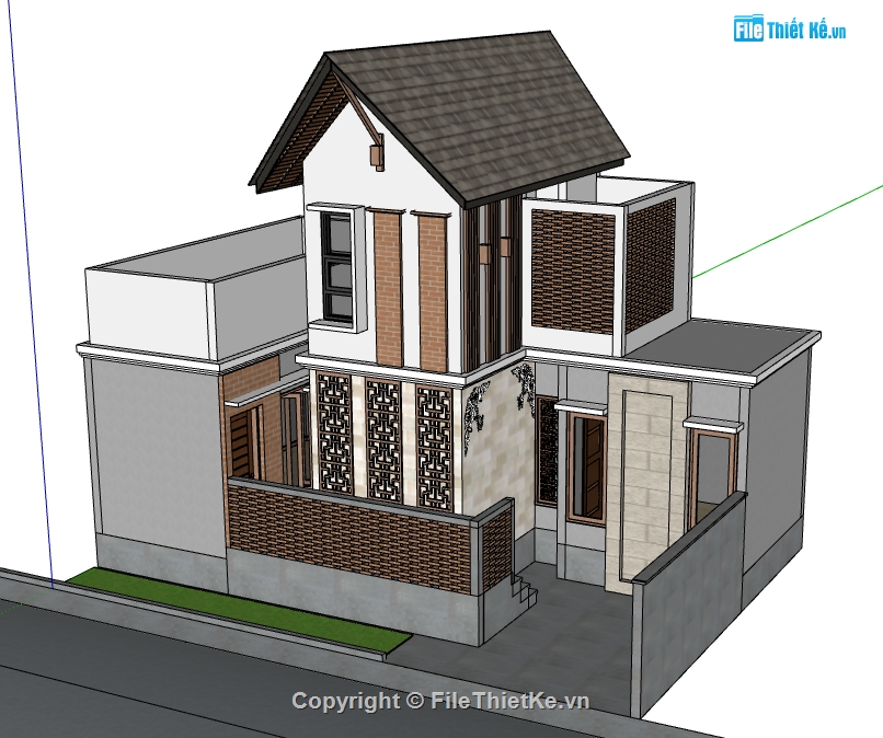 file su nhà phố,file 3d nhà 2 tầng,nhà phố 2 tầng,nhà 3d 2 tầng