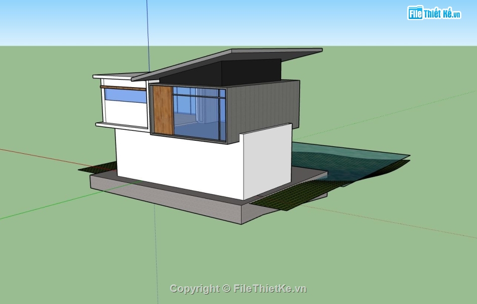 sketchup nhà phố 2 tầng,nhà phố hiện đại sketchup,phối cảnh nhà phố,model su nhà phố