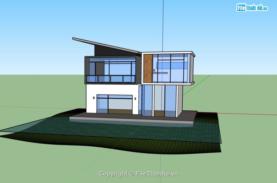 sketchup nhà phố 2 tầng,nhà phố hiện đại sketchup,phối cảnh nhà phố,model su nhà phố