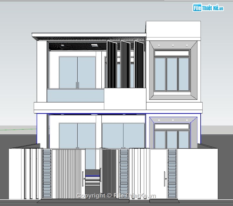 mẫu nhà phố 2 tầng,dựng 3dsu nhà phố 2 tầng,sketchup nhà phố 2 tầng,bao cảnh nhà phố 2 tầng