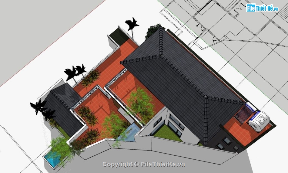 sketchup nhà phố 3 tầng,3d sketchup nhà phố 3 tầng,file sketchup nhà phố 3 tầng,model sketchup nhà phố 3 tầng