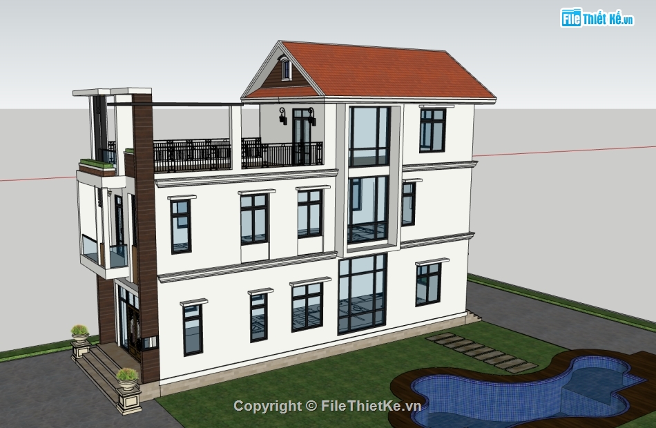 nhà phố 3 tầng,file su nhà phố,file su nhà phố 3 tầng,model sketchup nhà phố 3 tầng,file sketchup nhà phố