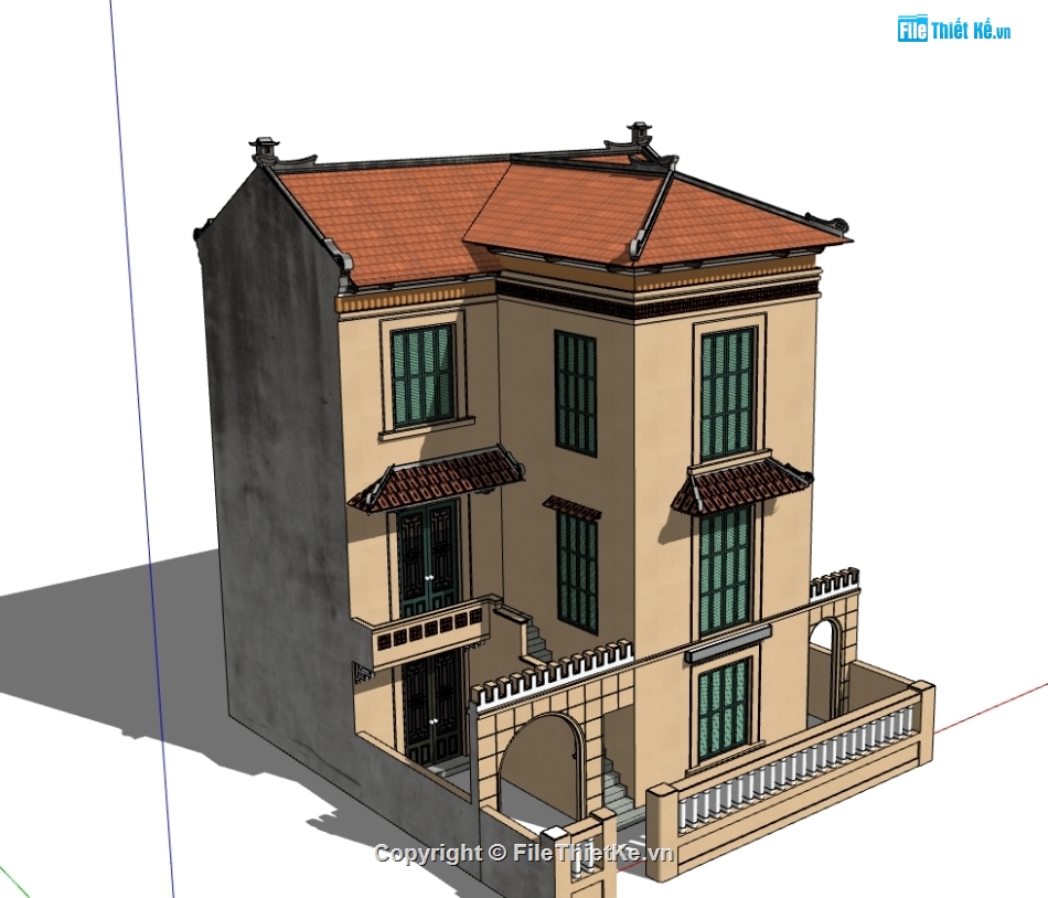 file sketchup nhà cổ,file su nhà cổ hà nội,3d nhà cổ hà nội,dựng 3d nhà cổ hà nội