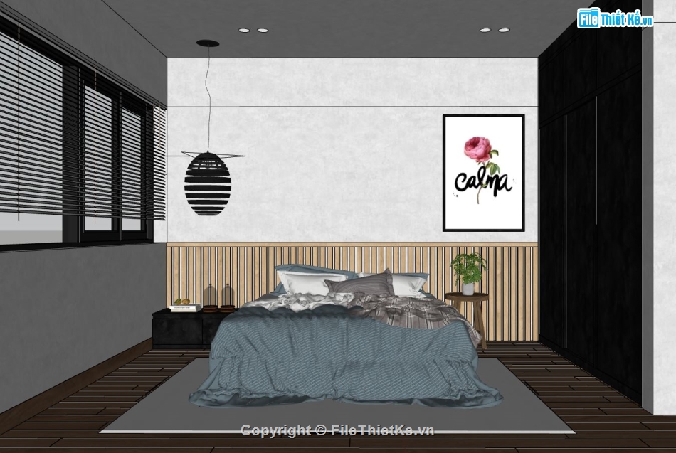 3d sketchup phòng ngủ,File phòng ngủ sketchup,sketchup nội thất phòng ngủ