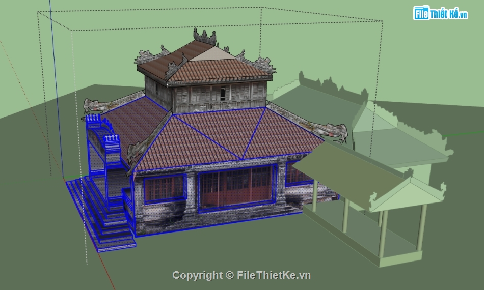 File 3d sketchup chùa,file 3d sketchup,di tích đại nội huế,di tích lịch sử,di tích đình làng