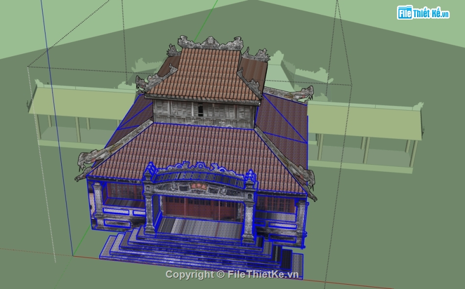 File 3d sketchup chùa,file 3d sketchup,di tích đại nội huế,di tích lịch sử,di tích đình làng