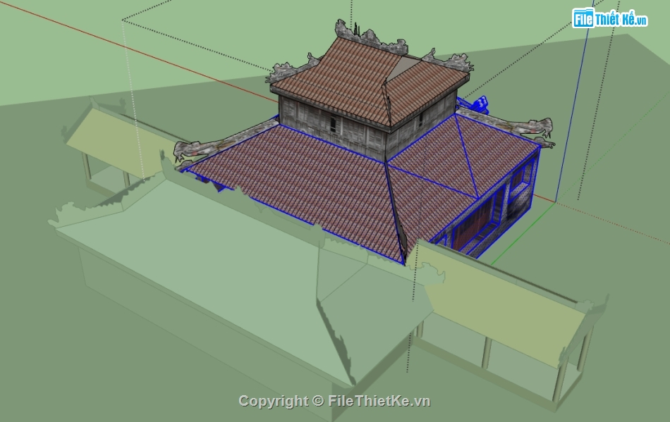 File 3d sketchup chùa,file 3d sketchup,di tích đại nội huế,di tích lịch sử,di tích đình làng