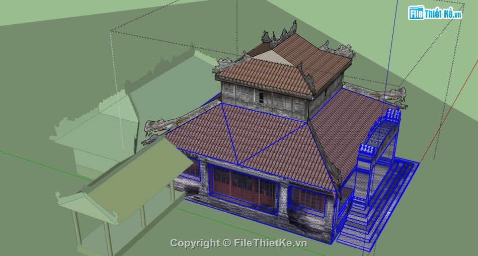 File 3d sketchup chùa,file 3d sketchup,di tích đại nội huế,di tích lịch sử,di tích đình làng