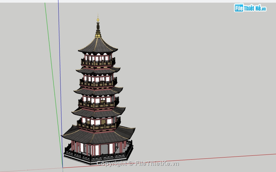 su tháp lục giác,file sketchup tháp lục giác,tháp lục giác file sketchup,file thiết kế tháp chùa,file su tháp chùa