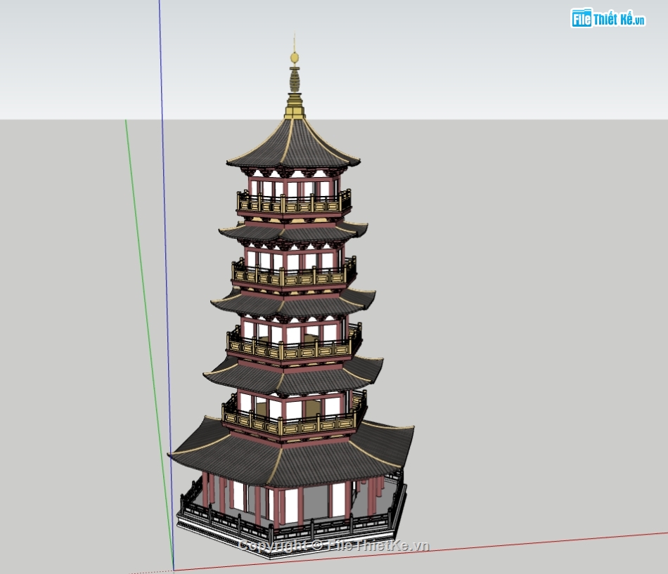 su tháp lục giác,file sketchup tháp lục giác,tháp lục giác file sketchup,file thiết kế tháp chùa,file su tháp chùa