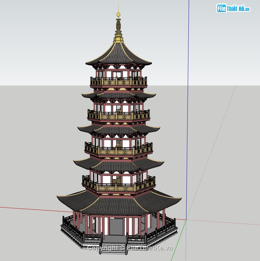 su tháp lục giác,file sketchup tháp lục giác,tháp lục giác file sketchup,file thiết kế tháp chùa,file su tháp chùa