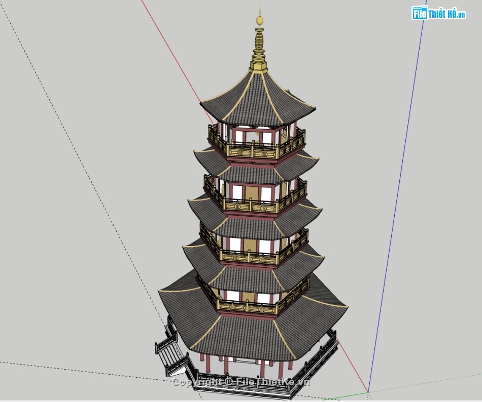 su tháp lục giác,file sketchup tháp lục giác,tháp lục giác file sketchup,file thiết kế tháp chùa,file su tháp chùa