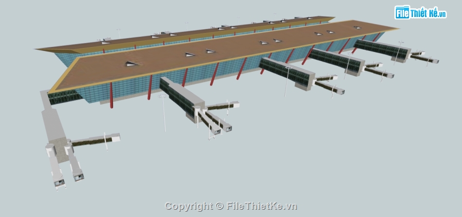 bao cảnh nhà ga sân bay file su,sketchup dựng nhà ga sân bay,thiết kế nhà ga sân bay model su