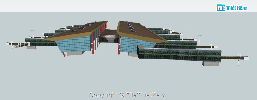 bao cảnh nhà ga sân bay file su,sketchup dựng nhà ga sân bay,thiết kế nhà ga sân bay model su