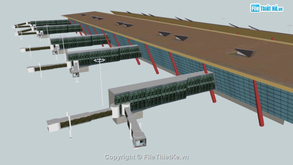 bao cảnh nhà ga sân bay file su,sketchup dựng nhà ga sân bay,thiết kế nhà ga sân bay model su