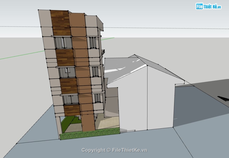 nhà 4 tầng file su,model su nhà làm việc 4 tầng,sketchup nhà làm việc 4 tầng